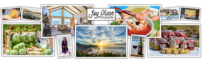 A collage of photos showing off landscape, food, and product photography for Central Coast businesses