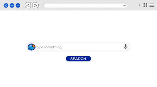 A mockup of a simple search engine staring page